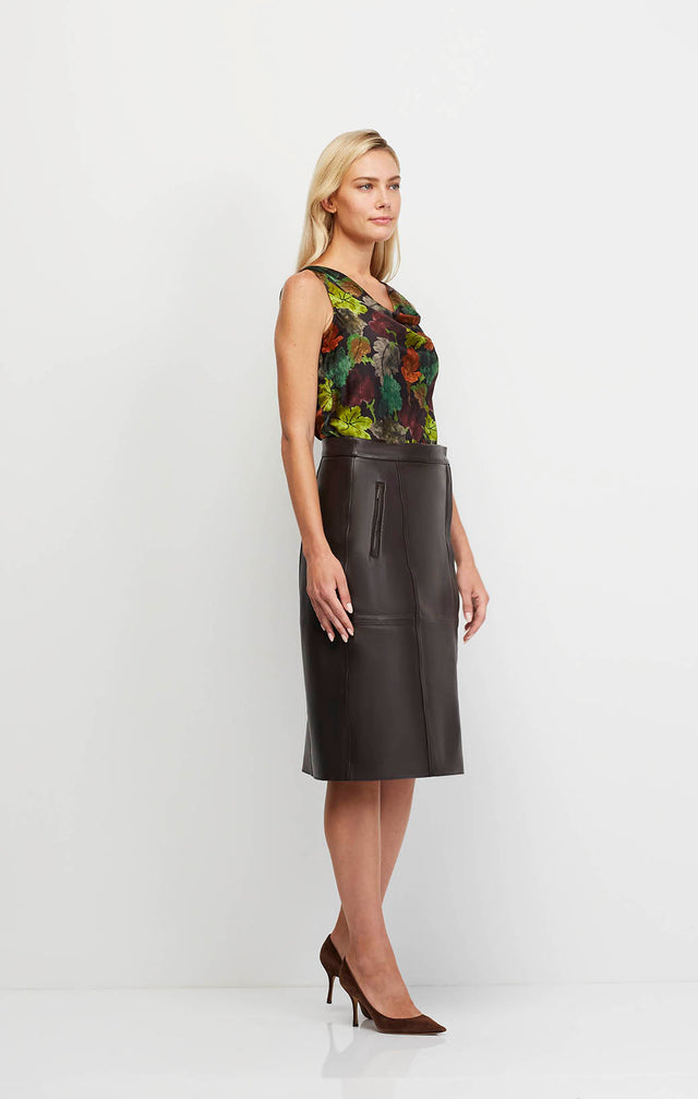 Ode - Leather Panel Skirt - On Model Image