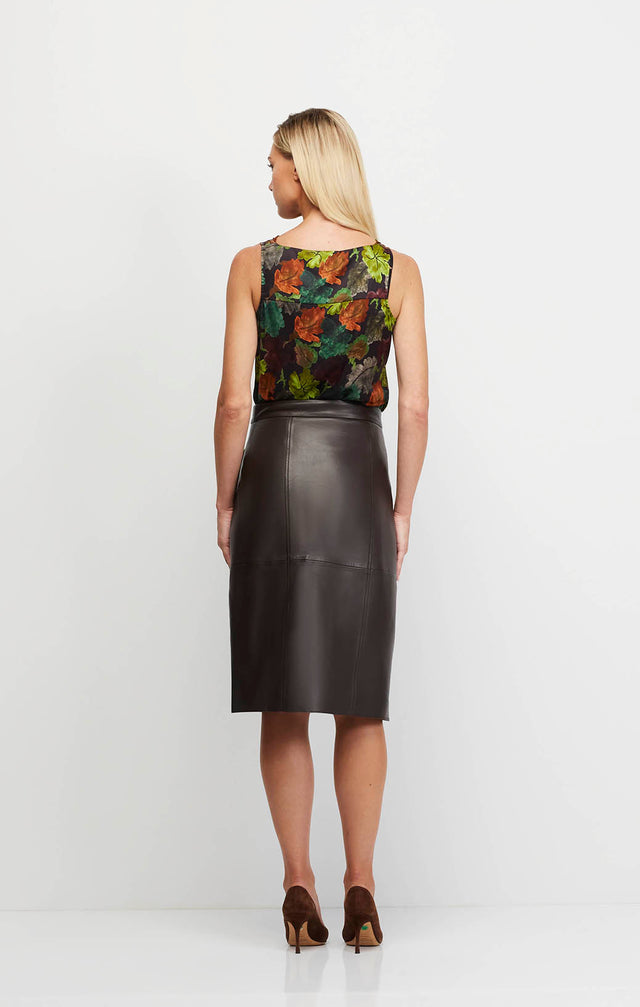 Ode - Leather Panel Skirt - On Model Image