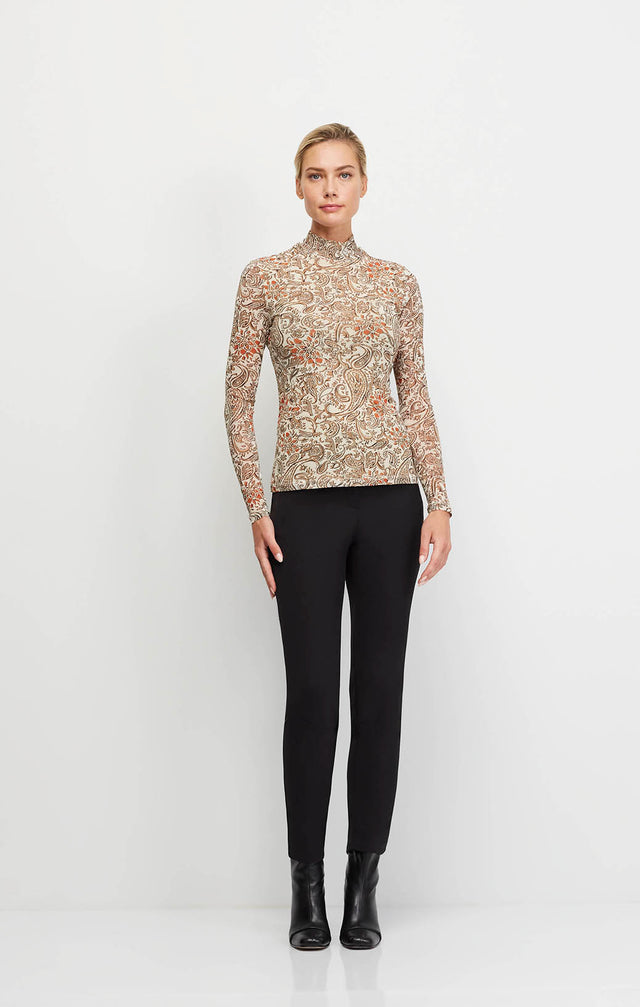 Enamored - Paisley Print Mesh Jersey Turtleneck Top - Ecomm Image