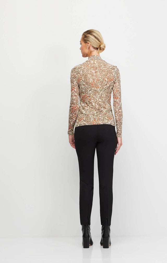 Enamored - Paisley Print Mesh Jersey Turtleneck Top - Ecomm Image