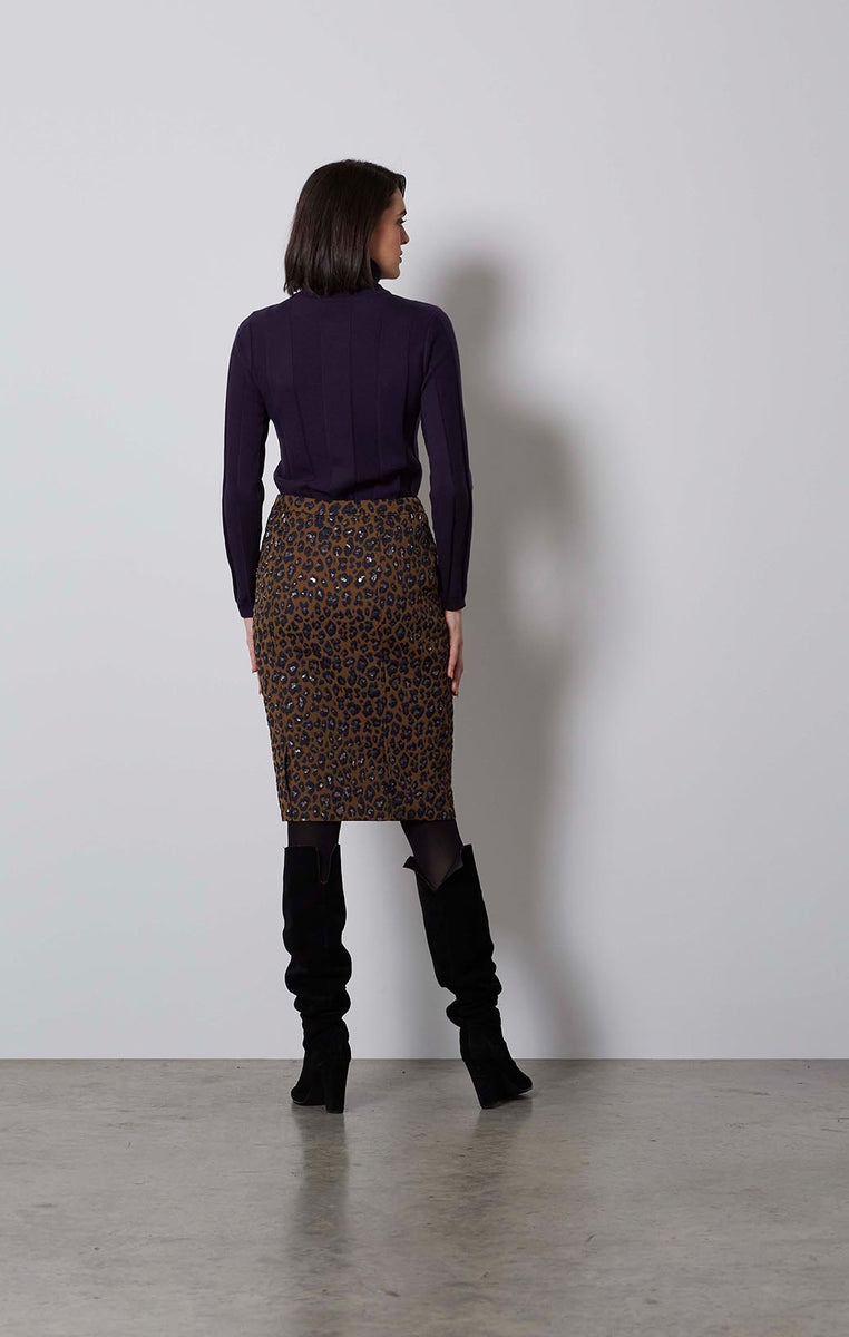 Metallic 2024 leopard skirt