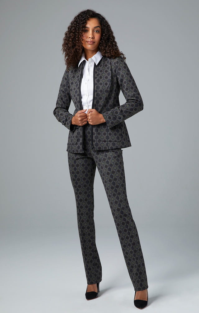 Modular - Geometric Print Stretch Ponte Jacket - On Model Image