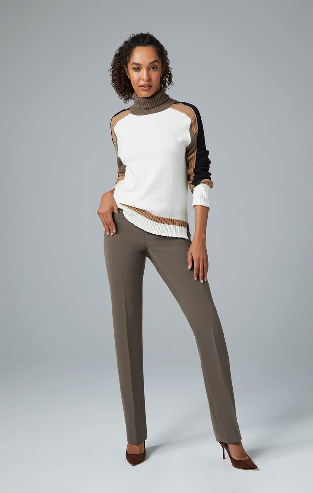 Adventurous - Intarsia Colorblock Turtleneck - On Model Image