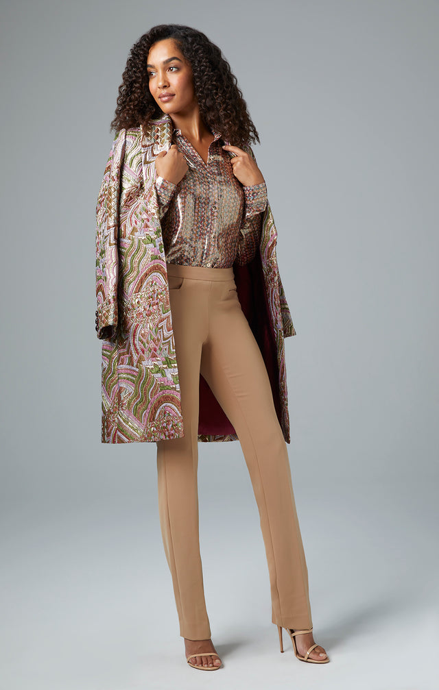 Sparkling - European Metallic Jacquard Coat - On Model Image