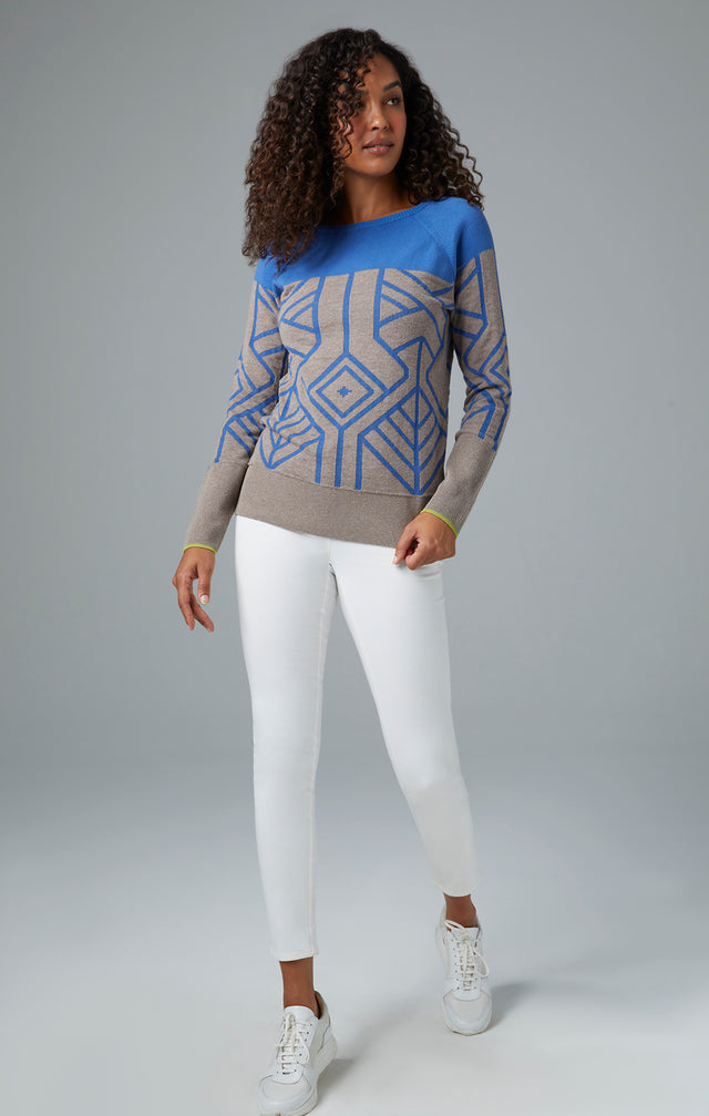 Lookbook image of a model wearing Iceland sweater.