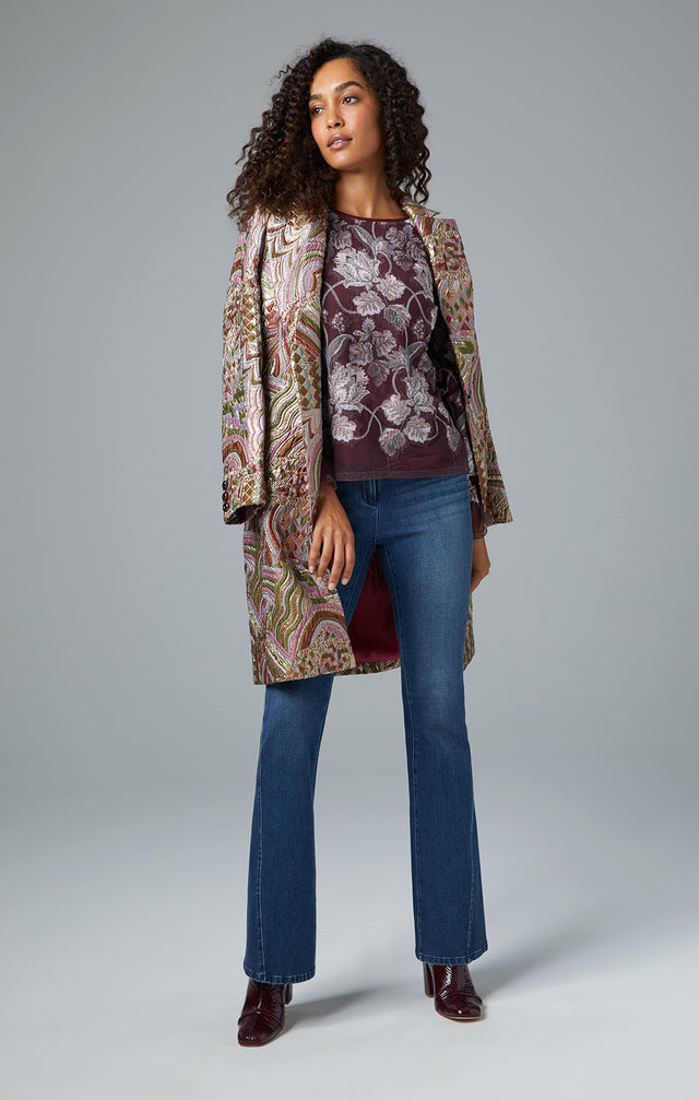 Wintergarden - Floral Embroidered Chiffon Blouse - On Model Image