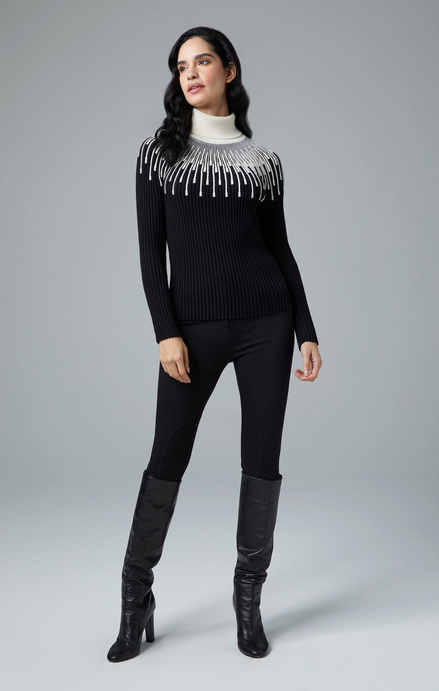 Serenade - Two-Toned Pullover Turtleneck Sweater - On Model Look Image