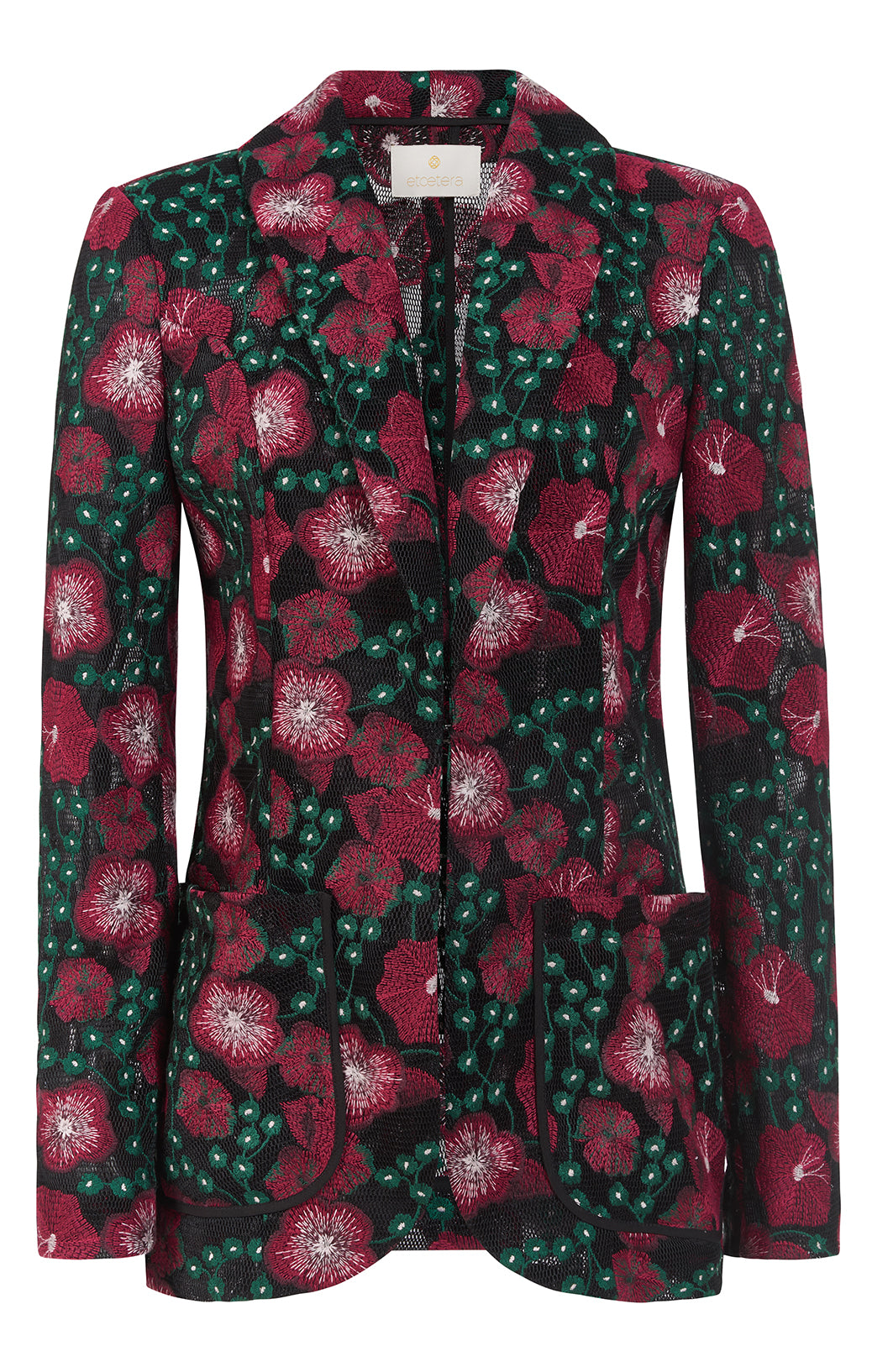 Aria - Floral-Embroidered Mesh Cutaway Blazer - Product Image