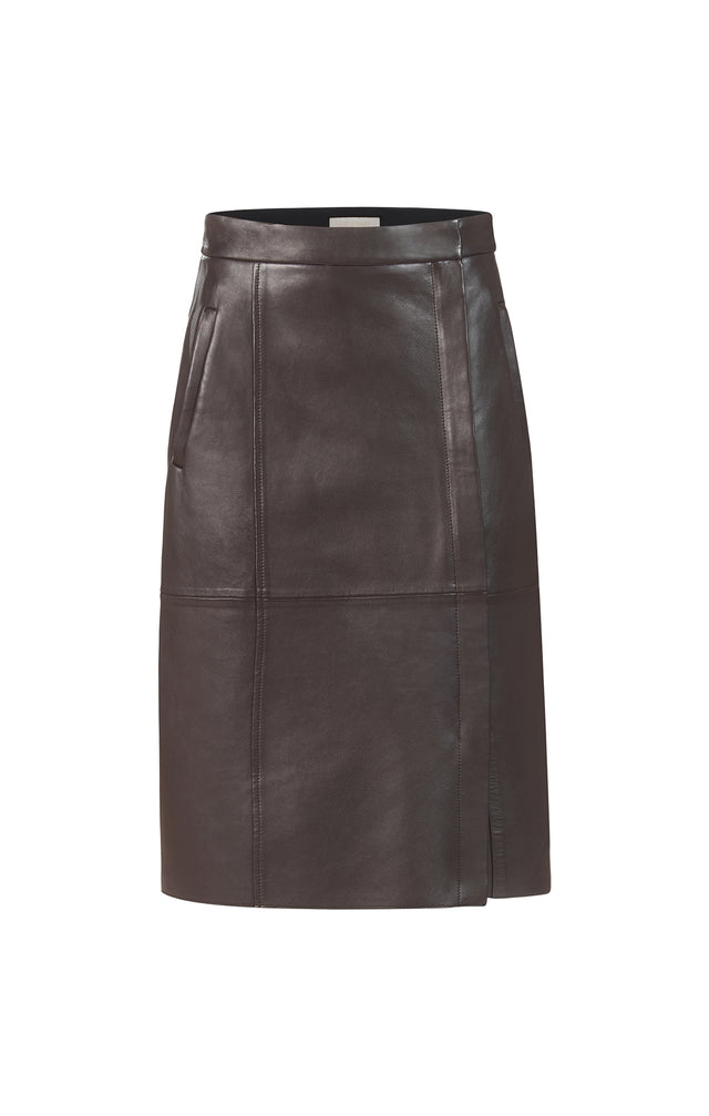 Ode - Leather Panel Skirt - Product Image