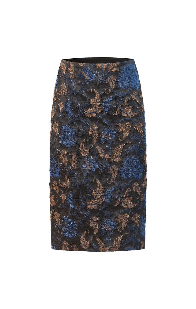 Intrigue - Metallic Floral Jacquard Skirt - Product Image