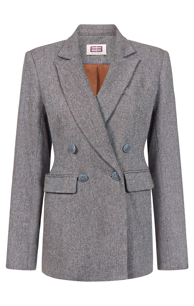 Elevation -  Silk-Softened Italian Herringbone Tweed Jacket - Product Image