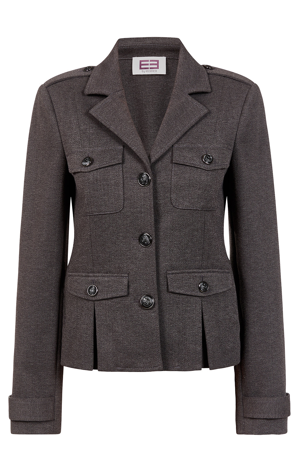 Elevation -  Silk-Softened Italian Herringbone Tweed Jacket - Product Image