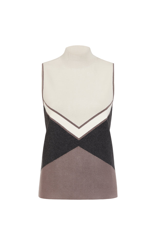 Peak - Intarsia Colorblock Layering Sweater Shell - Product Image