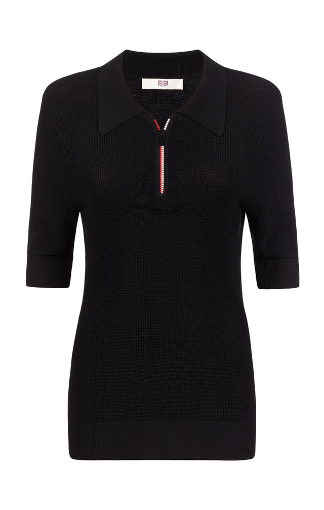 Athletic - Textured Black Knit Polo - Product Image