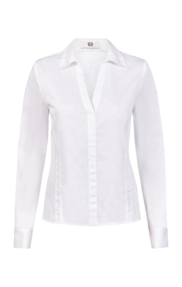 Powder - White Shirt In Sateen & Jersey - Product Image