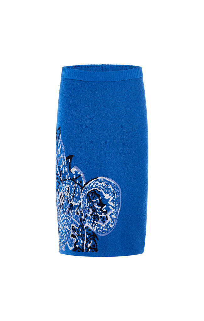 Buy Frond Placed Floral Jacquard Knit Skirt online - Etcetera