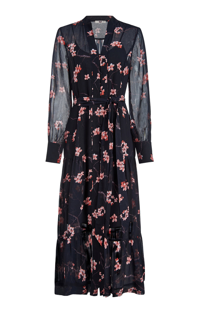 Kyoto - Tiered Floral Print Georgette Dress - Product Image