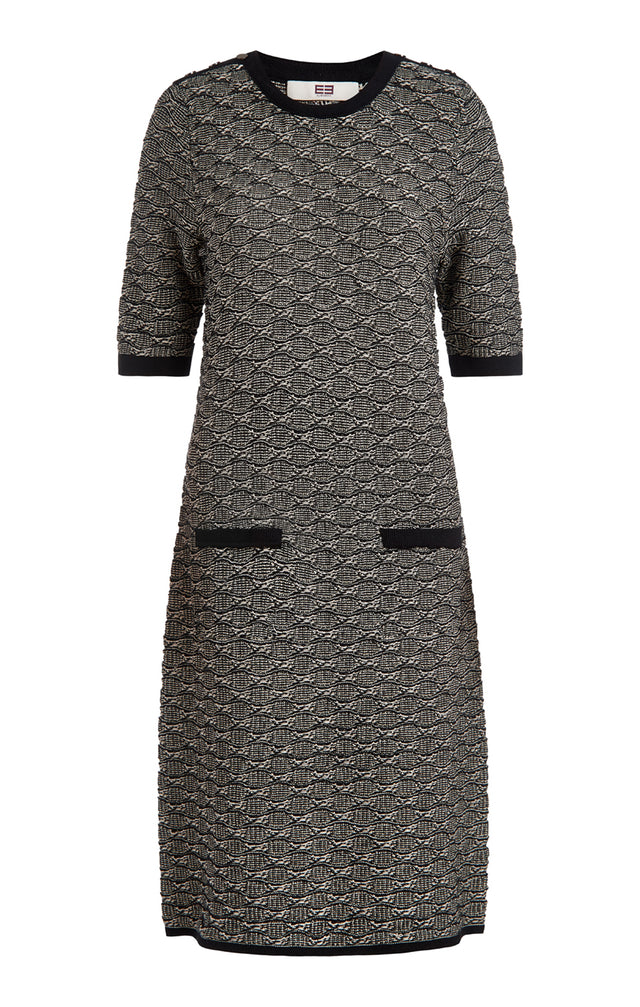 Tweedy - Cashmere-Softened Metallic Knit Jacquard Dress - Product Image