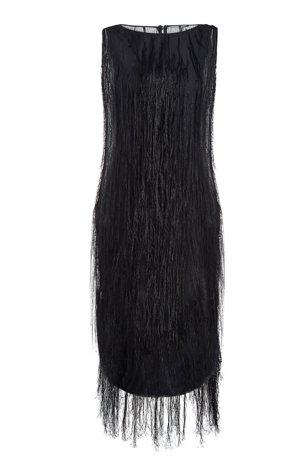 Zelda - Fringed Black Cocktail Dress - Product Image